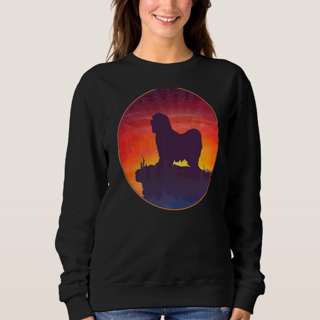 Sweatshirt Coucher de soleil de chien maltais (Devant)
