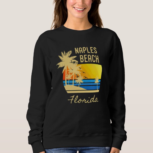 Sweatshirt Coucher de soleil de couleur rétro Naples Floride  (Devant)