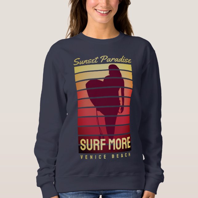 Sweatshirt Coucher de soleil Paradis Surf (Devant)