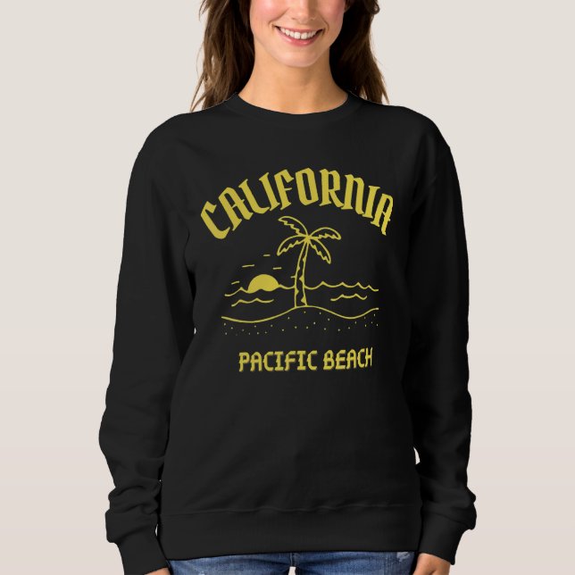 Sweatshirt Coucher de soleil sur un palmier Plage Pacifique S (Devant)