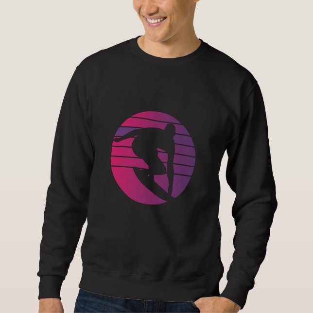 Sweatshirt Coucher de soleil surfeur Rétro (Devant)