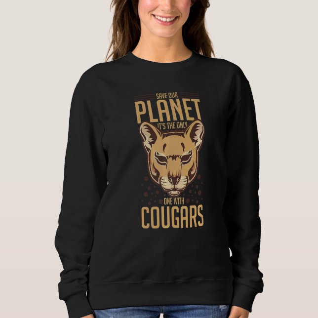 Sweatshirt Cougar Mountain Lion Animal Cat Head Cute Wildcat  (Devant)