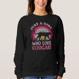 Sweatshirt Cougar Rétro Vintage Juste Une Fille Qui Aime Cou