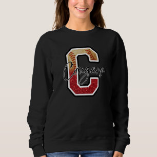 Sweatshirt Cougars Baseball Team Mascot Pride School Spiritue