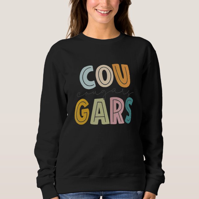 Sweatshirt Cougars Mascot School Spirit Sports Cheval Fan Tea (Devant)