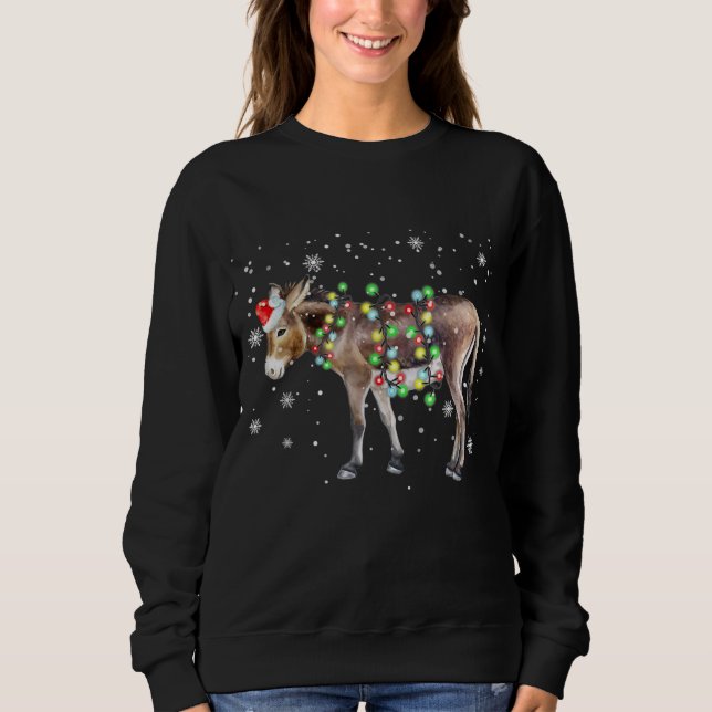 Sweatshirt Couleur des lumières de Noël de l'âne  | Cadeau Pè (Devant)