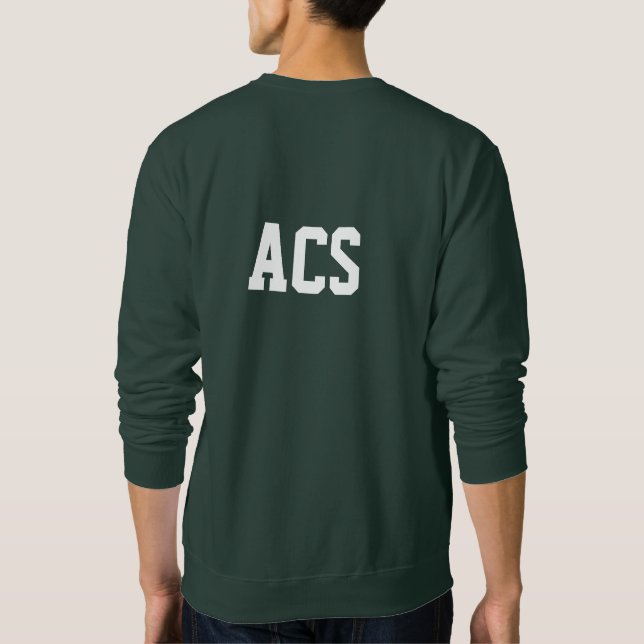 Sweatshirt Couleurs et lettres de l'école verte et blanche (Dos)