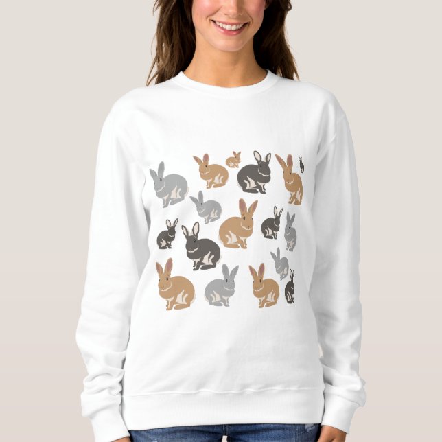 Sweatshirt Couleurs neutres du Motif de lapin mou (Devant)
