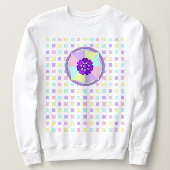 Sweatshirt Couleurs pastel & coeurs violets battre (Design devant)