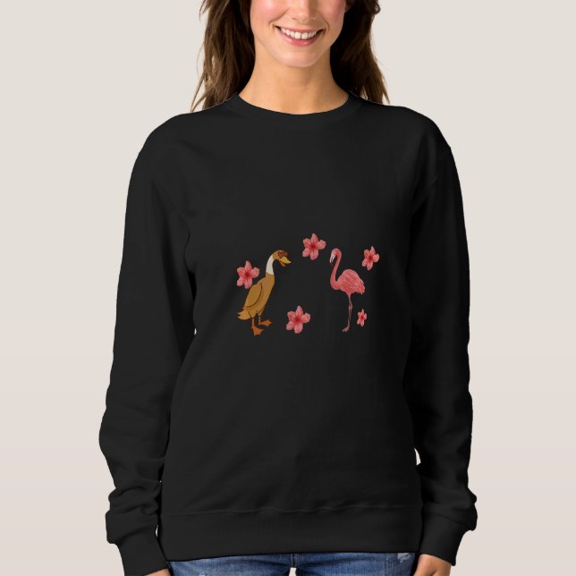Sweatshirt couple canard flamant rose (Devant)