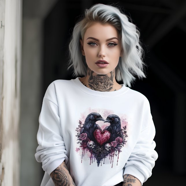 Sweatshirt Couple Corbeau Gothique (Créateur téléchargé)