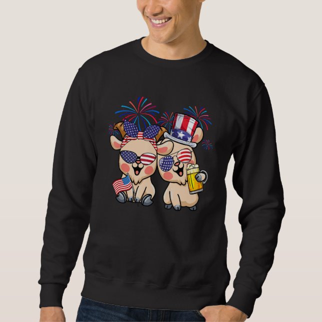 Sweatshirt Couple Cute Goats Sunglasses 4th Of July Drinking  (Devant)