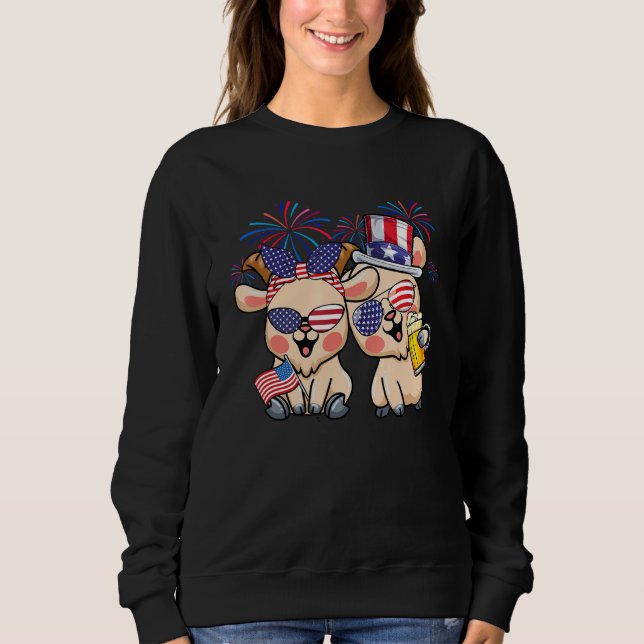 Sweatshirt Couple Cute Goats Sunglasses 4th Of July Drinking  (Devant)