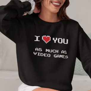 Sweatshirt Couple de joueurs drôles   Cœur de pixel rétro 8 b