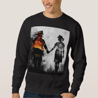 Sweatshirt Couple de pompier et infirmière en silhouette