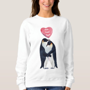 Sweatshirt Couple Empereur Penguins Coeur Personnalisé