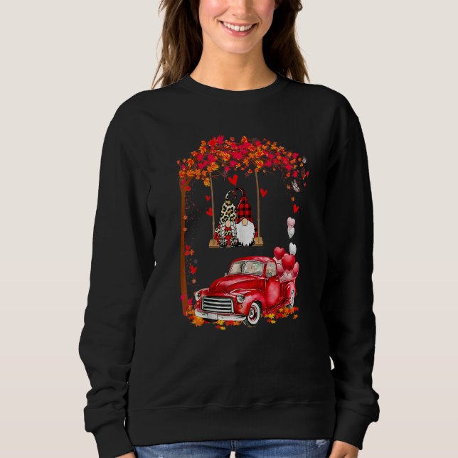Sweatshirt Couple Gnomes in Red Truck Valentine Gnomes Matchi (Devant)