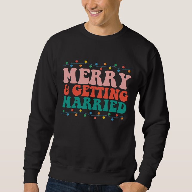 Sweatshirt Couple Joyeux Mariage Noël Groovy (Devant)
