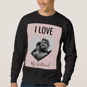 Sweatshirt Couple Photo Personnalisé Coeur Rose Noir