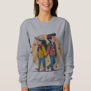 Sweatshirt Couple se tenant la main marchant ensemble en auto