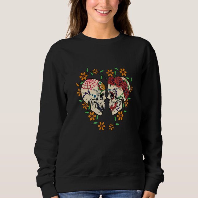 Sweatshirt Couple Sugar Skull Day Of The Dead Festival Costum (Devant)