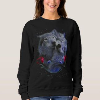 Sweatshirt Couple Wolf - Rose Flower