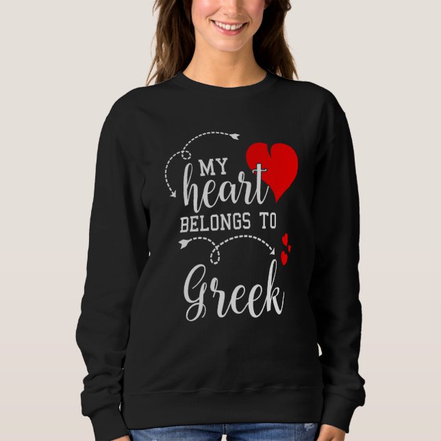 Sweatshirt Couples Matching My Heart Belong to Greek My Love (Devant)