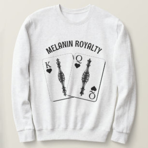 Sweatshirt Couples NOIR REINE KING CARTES DE JEUX Valentine
