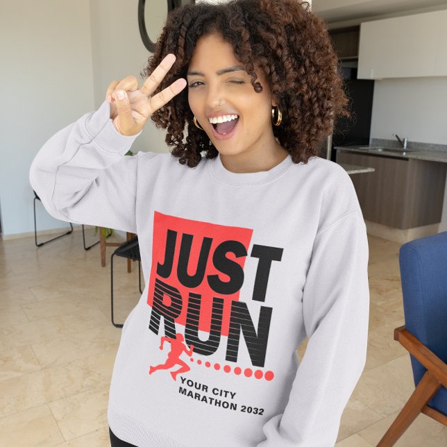 Sweatshirt Courez juste Red Marathon Runner Track Race femmes (Just Run Red Marathon Runner Track Race Womens Sweatshirt)