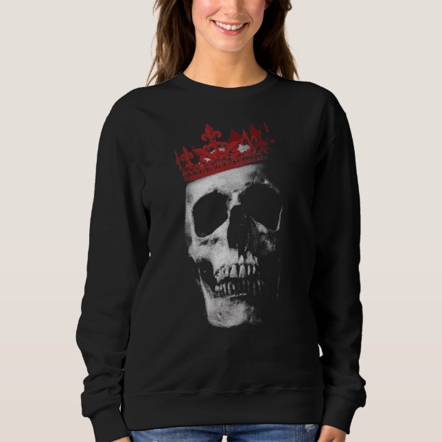 Sweatshirt Couronne de crâne de tatouage roi mort (Devant)
