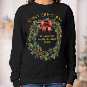 Sweatshirt Couronne de Noël festive personnalisée