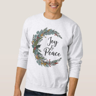Sweatshirt Couronne de Noël Illustration Joie et Paix
