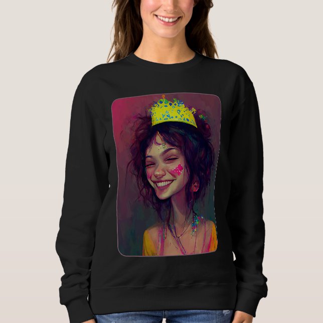 Sweatshirt Couronne de princesse de fête célébration amusante (Devant)