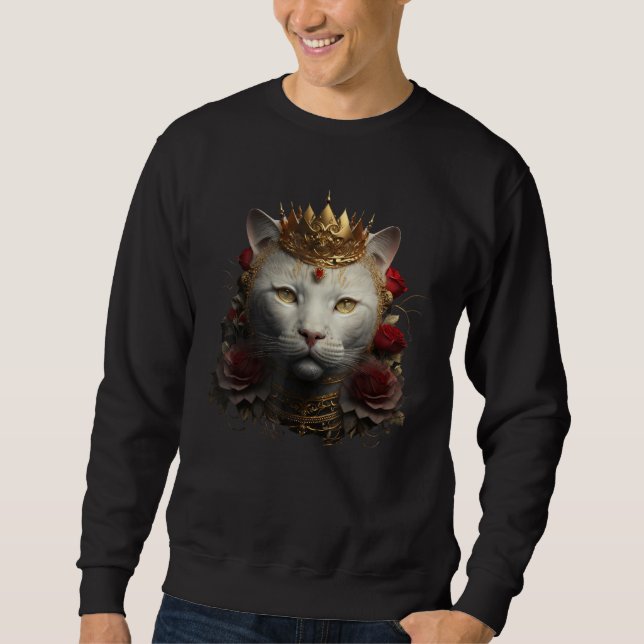 Sweatshirt couronne de tête de chat blanc mignon roses pour c (Devant)