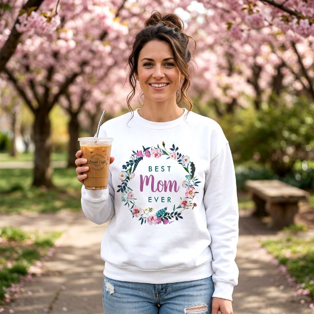 Sweatshirt Couronne florale boho Meilleure maman de tous les  (Créateur téléchargé)