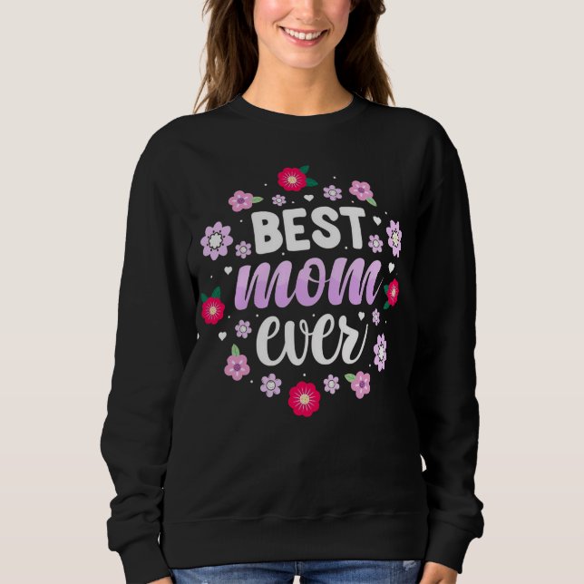 Sweatshirt Couronne florale pastel doux pour la meilleure mam (Devant)