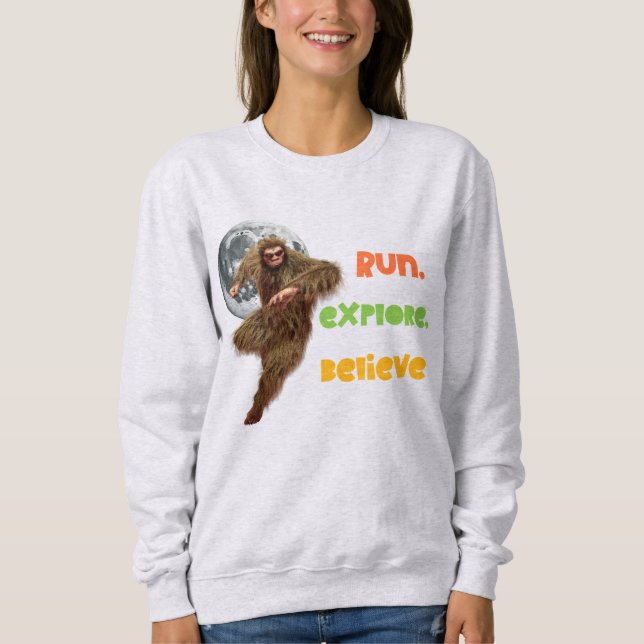 Sweatshirt Course aventure Sasquatch croyez en la conception (Devant)