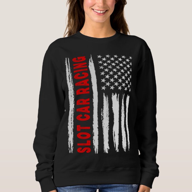 Sweatshirt Course de voitures à crémaillère du drapeau améric (Devant)