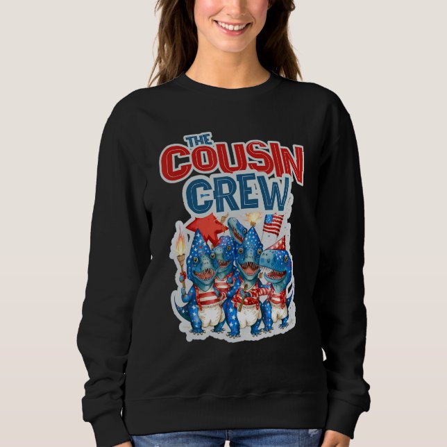Sweatshirt COUSIN CREW 4th of July American Flag Rex Dino USA (Devant)