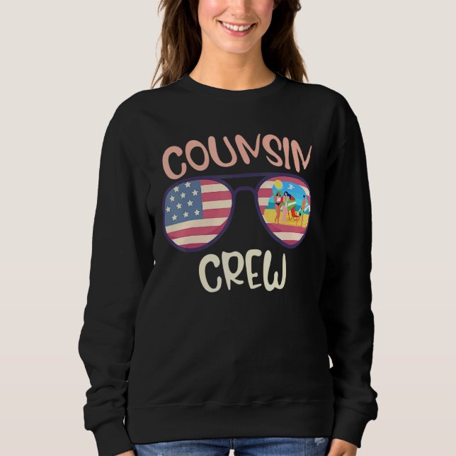 Sweatshirt Cousin Crew 4th Of July Patriotic American Family  (Devant)