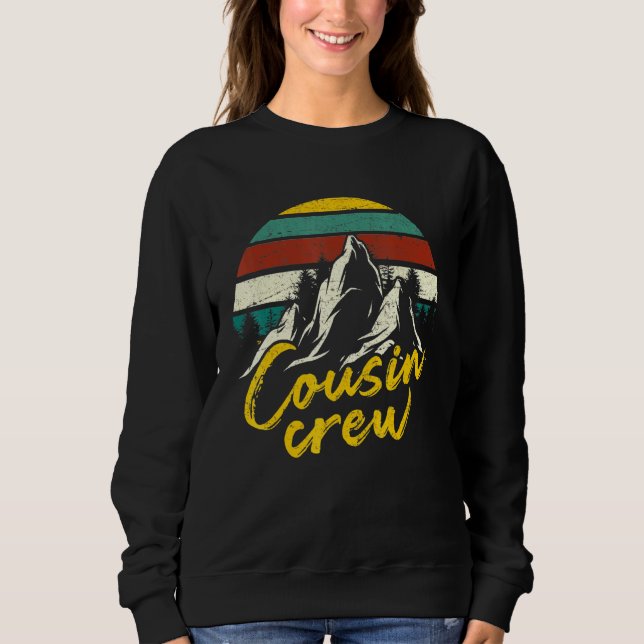 Sweatshirt Cousin Crew Camping Extérieur Coucher de soleil Ca (Devant)