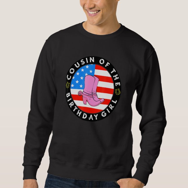 Sweatshirt Cousin De La Fille D'Anniversaire Drapeau Américai (Devant)
