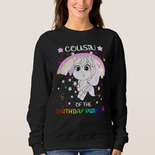 Sweatshirt Cousin De L'Anniversaire Princesse Unicorn (Devant)