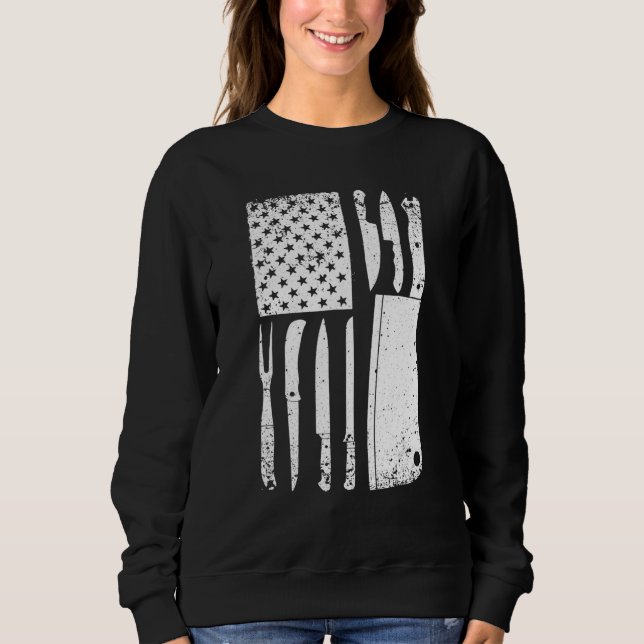 Sweatshirt Couteau de chef drôle Design de drapeau américain  (Devant)