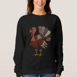 Sweatshirt Couverture de Thanksgiving patchwork dinde automne