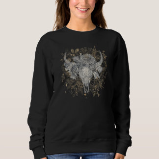 Sweatshirt Cow Bull Skull Head Western Fairy Grunge Flower Go