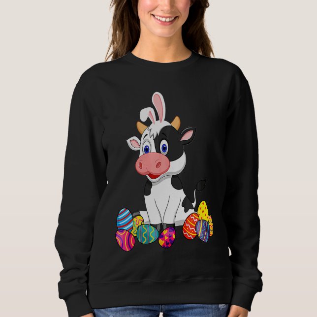 Sweatshirt Cow Bunny Ear With Egg Easter Easter Day Classic (Devant)