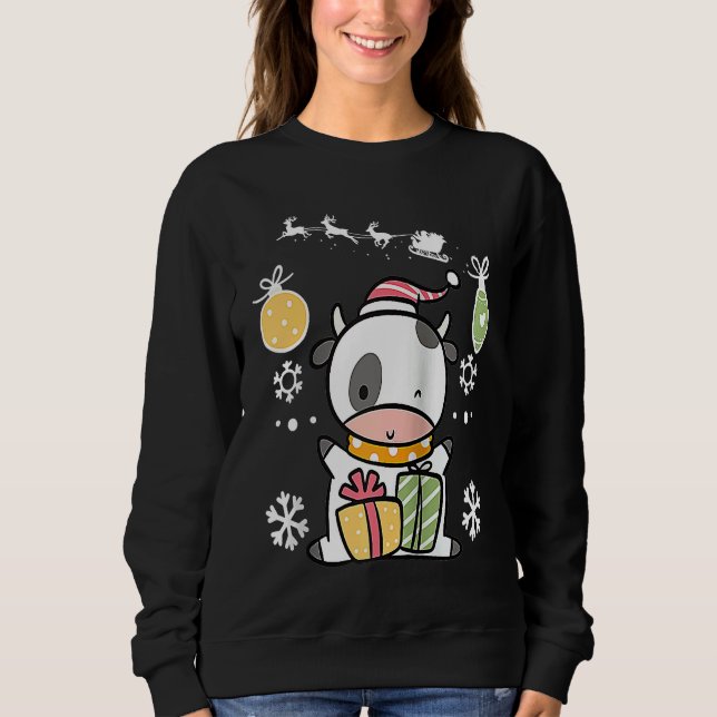 Sweatshirt Cow Reindeer with Christmas Lights and Pajamas for (Devant)
