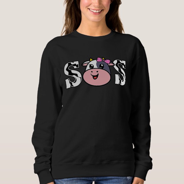 Sweatshirt Cow Sis Farmer Animal  Cute Cow Pattern Sister (Devant)
