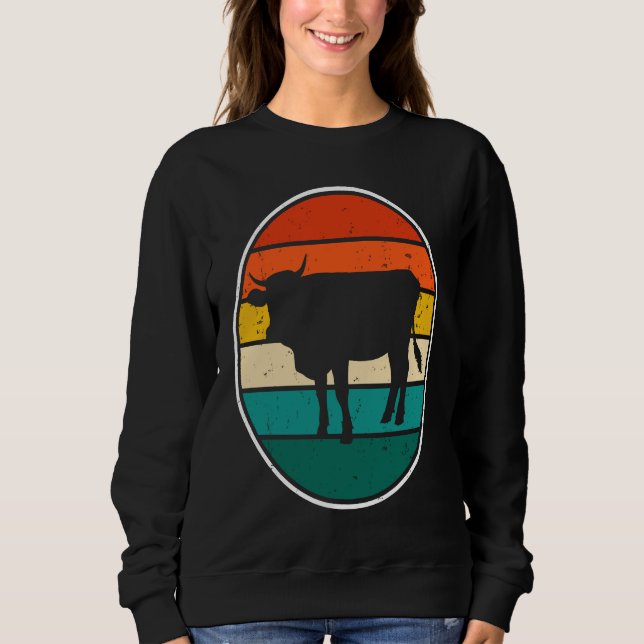 Sweatshirt Cow Sunset Vintage (Devant)
